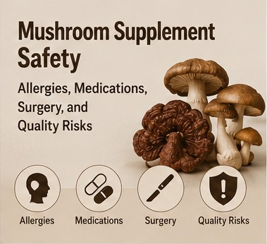 Mushroom Supplement Safety: Allergies, Medications, Surgery, and Quality Risks quick visual